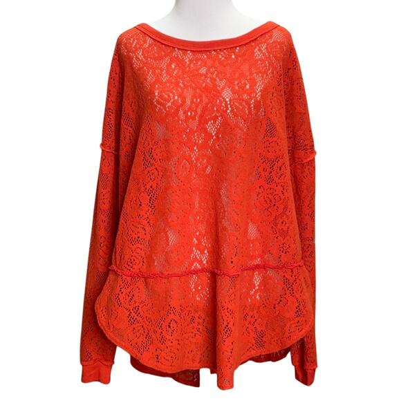 Free People Not Cold in This Floral Knit Top Red Small - Picture 2 of 9